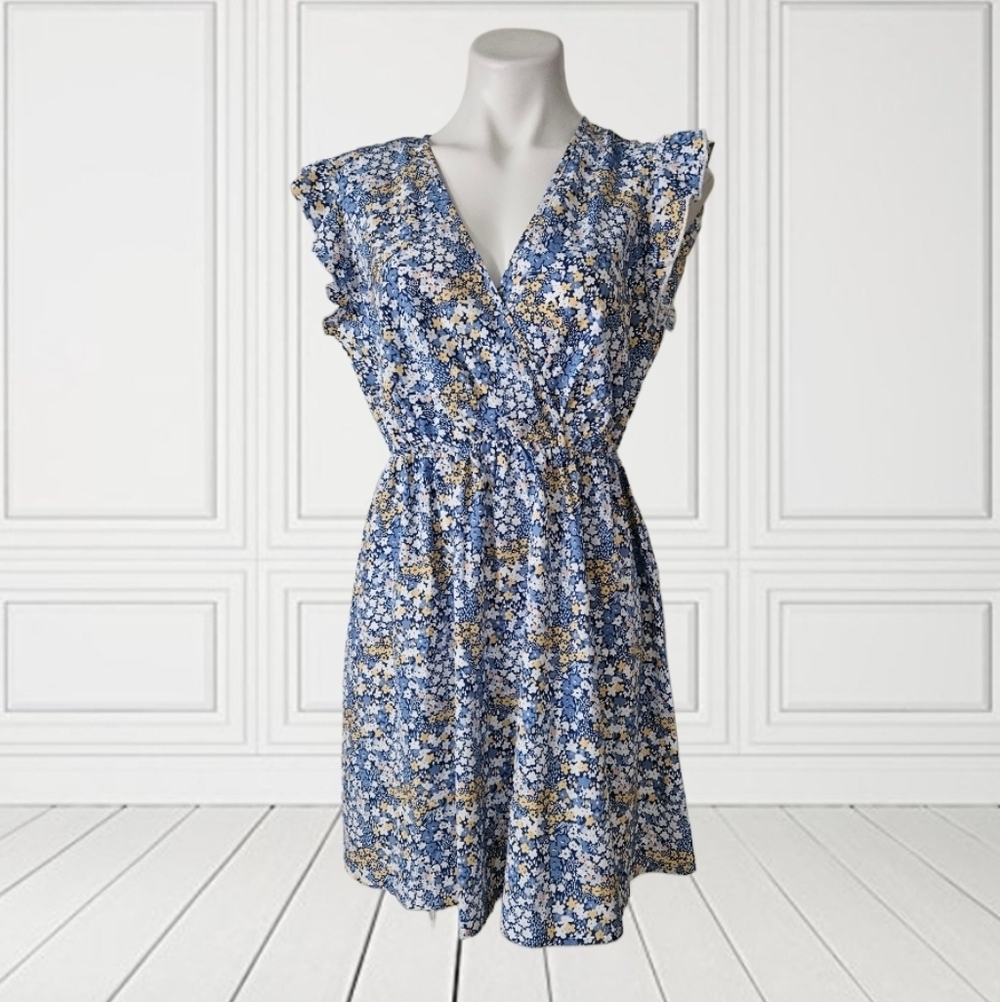 Skue Floral Ruffle Sleeve Dress Small